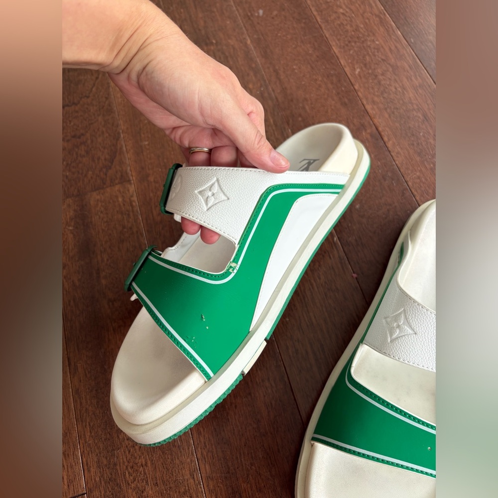 Louis Vuitton Trainer Mules Men’s Sandals EUR 45 Sport Slides US 10.5 Green Whit - Picture 10 of 15